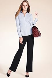 Quick Iron Classic Collar Striped Peplum Shirt