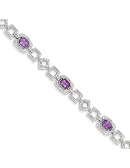 Sterling Silver Diamond & Amethyst Bracelet