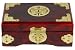 Best Simple Elegant Beautiful Gift Idea for Her Woman Girl Female - 6" Rosewood Jewelry Box w/ Brass Double Happiness Symbol