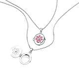 Sterling Silver Girl s Diamond & Tourmaline Flower Locket