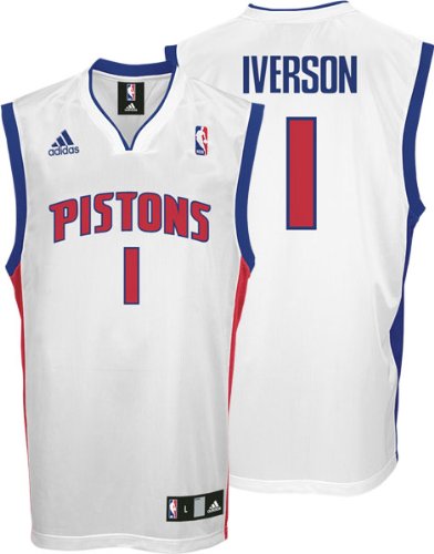 Allen Iverson Youth Jersey: adidas White Replica #1 Detroit Pistons Jersey