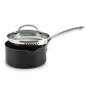 KitchenAid Gourmet Reserved 2-Quart Covered Straining Saucepan, Black by KitchenAid