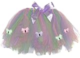 Pink Purple Green Rainbow Butterfly Tutu Skirt fairy girls toddler princess party ballet costume dress-up apparel skirt