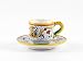Hand Painted Italian Ceramic Espresso Cup & Saucer Raffaellesco - Handmade in Deruta
