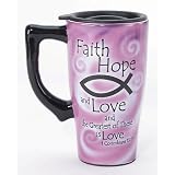 Spoontiques Faith, Hope, Love Ceramic Travel Mug