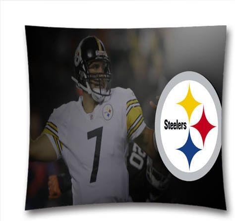 NFL Pittsburgh Steelers Ben Roethlisberger Pattern Personalized Custom Pillow Cover - Decorative Cotton Linen Square Throw Pillow Case - Size:18X18 inch/(45cm x 45cm)