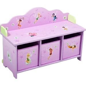 Disney Fairies 3 Bin Toy Box Organizer Bench
