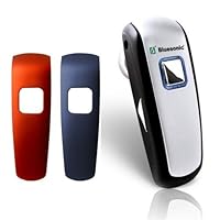 Bluesonic Bluetooth Headset HCB38A - Wireless Bluetooth Headset with Changeable Faces (Silver, Navy and Red)