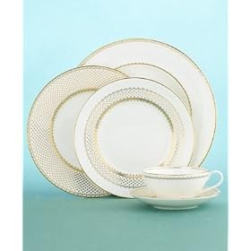 Martha Stewart Collection with Wedgwood French Knot Covered Sugar Bowl in Gold by Martha Stewart