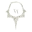 Silvertone Swirl Design with Spike Statement Necklace and Earrings Set Fashion Jewelry