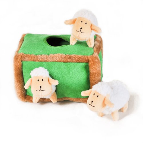 Zippy Burrow Sheep Pen - Squeaker Plush Hide-and-Seek Dog Toy