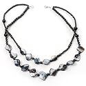 2 Strand Black Shell Beaded Necklace