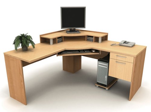 Corner Computer Work Station in Maple and Honey - Transit - Bestar Office Furniture - 8200-43