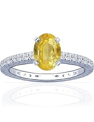 Platinum Oval Cut Yellow Sapphire Ring With Sidestones