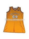 Yellow No. 34 Game Used Michigan Tech Russell Basketball Jersey
