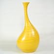 Handmade Yellow Ceramic Table Art Flower Vase With Striking Line Accents