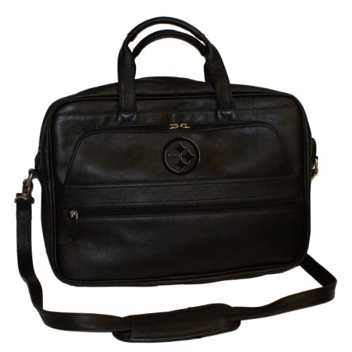 NFL Pittsburgh Steelers Debossed Black Leather Laptop Bag