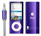 Purple Premium Quality Slimline Aux-In input Lead Cable 3.5mm for connecting iPod, iPhone 3G, 3GS + 4G and mp3 players to car and home stereo (1.2m)