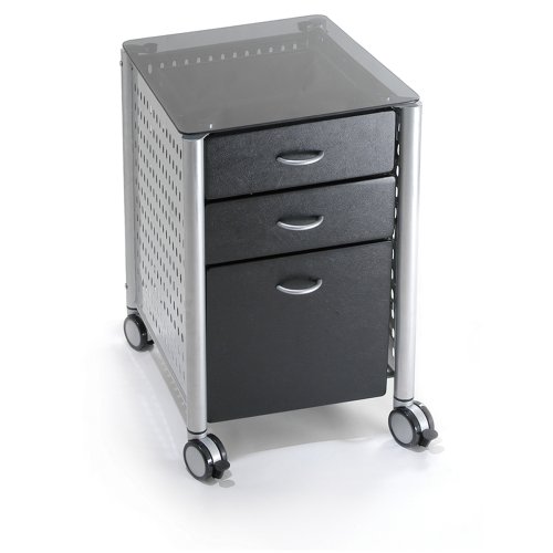 INNOVEX KG02 Filing Cabinet, Black Glass