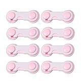 Jolieer 赤ちゃんのイタズラ防止 ベビー ドアロック / ストッパー 安全を守る キッチン 食器棚 など 簡単取り付け ケガ予防 ワンタッチ 回転式 (ピンク 8個)