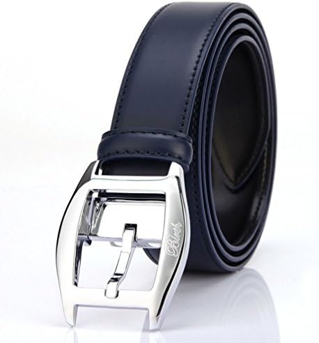 Fajarina High Quality Copper Buckle Cowhide Belt (115cm(Fit 33"-34"), Blue)