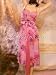 $2300 New TULEH Pink Silk Chiffon Floral Ribbon Dress 6