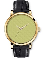 SPRAWL Aanalog Fashion Series Gold Ladies Watches of Genuine Black Leather Strap,Unique Wrist Watch for Women Girls Designed with Opaque light green background