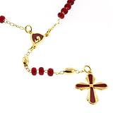 Red Rosary With Faceted 4mm Beads - 16'' Necklace - 19'' Overall Length