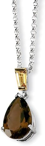 Colored Gemstones Sterling Silver &amp; 14K Smokey Quartz and Citrine Necklace