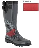 Capelli New York Shiny Butterfly Swirls Ladies Tall Sporty Body Rubber Rain Boot