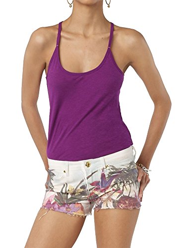 Juicy Couture Women's Multicolor Scenic Tropical Print Denim Shorts