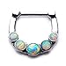 UMBRELLALABORATORY Tribal Organic Septum clicker with 16g 5pcs Pink Opals Nose-Ear-Lip Ring Earring Body Piercing Jewelry w 75