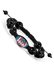 Swarovski Elements Chicago Spirit Football & Onyx Macrame Bracelet