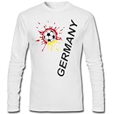 DEUTSCHLAND MOTIV 19 -Herren Langarm T-Shirt in Weiss / Schwarz-Rot-Gelb Gr. S