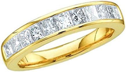0.5 cttw 14k Yellow Gold Princess Diamond Cut Channel Set Wedding Band His Hers Design 4mm W (Sizes 3-11)