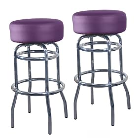Click here to buy Round Top Barstool (Set of 2) - Purple by Walker Edison.