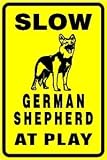 GERMAN SHEPHERD AT PLAY caution dog pet sign