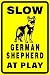 GERMAN SHEPHERD AT PLAY caution dog pet sign