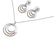 Sterling Silver Necklace and Earrings Set - Clear, Pink and Yellow Topaz CZ