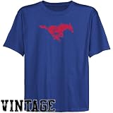 SMU Mustangs Youth Royal Blue Distressed Logo Vintage T-shirt