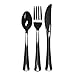 Party Essentials Deluxe Plastic Full Size Extra Heavy Duty Cutlery, Black (64 knives, 64 forks, 64 spoons)