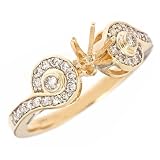 0.35ct Diamond Engagement Semi Mount Ring in Pave, Bezel Setting 14K Yellow Gold ( SI-I Clarity, G Color )