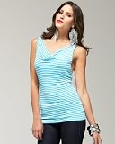 bebe Woven Back Striped Cowl Neck Top