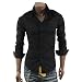 Doublju Mens Casual Shoulder Strap Shirts BLACK (CXJL) Doublju Mens Casual Shoulder Strap Shirts BLACK (CXJL)