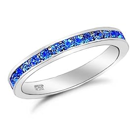 Blue Sapphire CZ Sterling Silver Eternity Ring