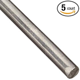 Stainless Steel 17-7 PH Spring Wire, 0.026" OD, +/-.0005", Condition C, Straightened, 60" Length (Pack of 5)