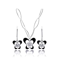 Nickel Free Sterling Silver Pendant & Earring Sets Black Enamel CZ Butterfly Set