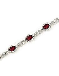 14kt Yellow Gold Oval Garnet and Diamond Bracelet