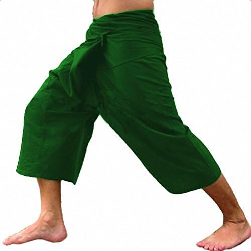Thai Fisherman Pants Yoga Massage Pregnancy Pants 3/4 Pants ,Green.