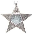 Antiqued Tin Star with Etched Glass Tea Light Christmas Ornament 8"L